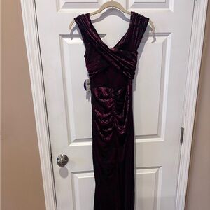 Windsor Maroon Burnout Velvet Dress